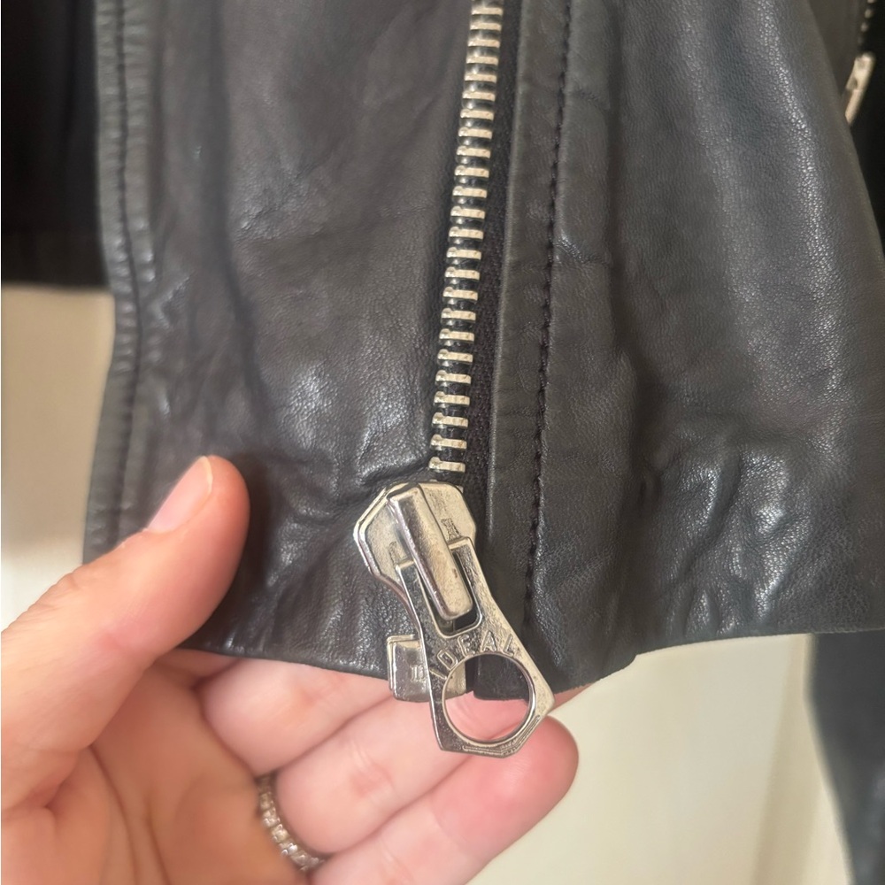 Madewell Black Leather Moto Jacket with Asymmetrical Zipper - Picture 8 of 13